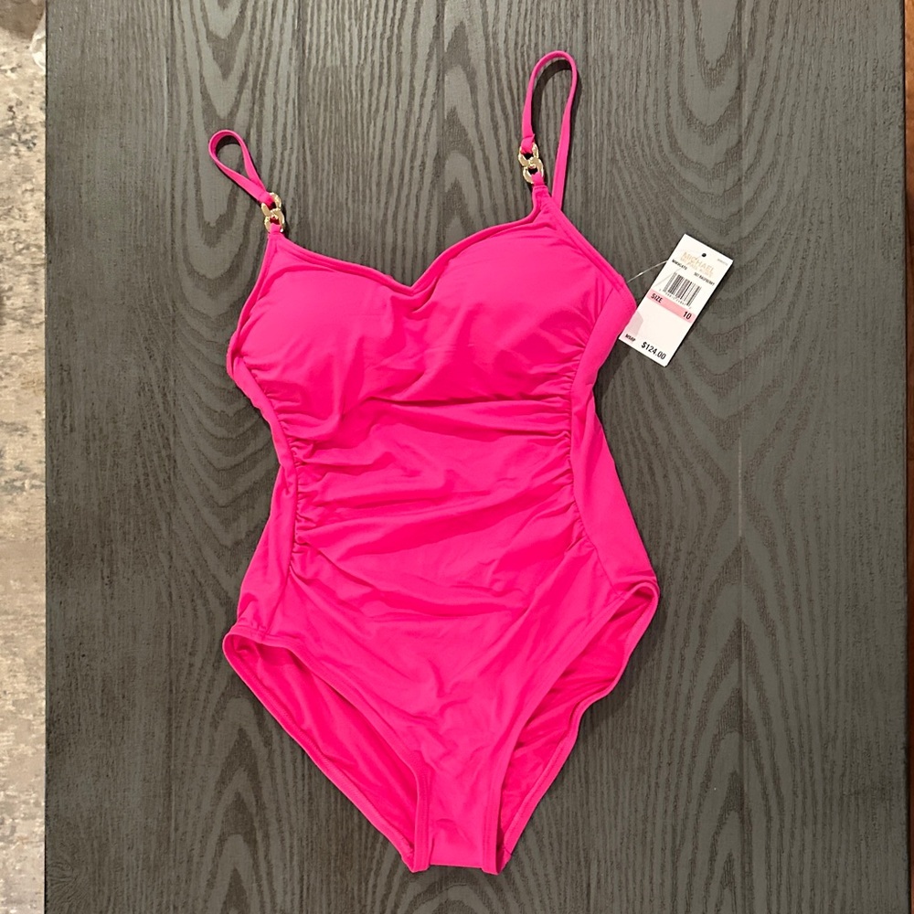 Michael Kors  Hot Pink One-Piece Swimsuit with Adjustable Straps